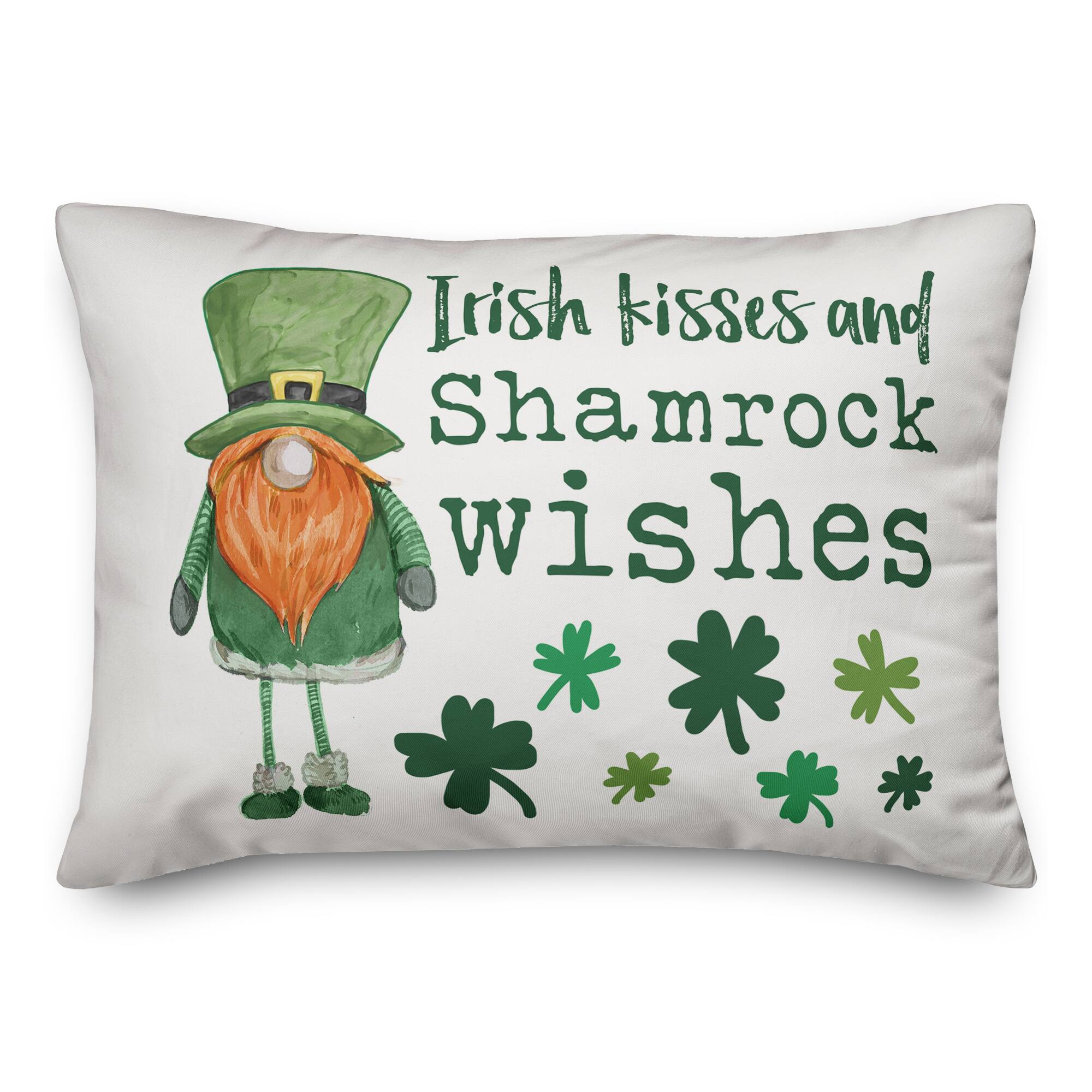 Irish Kisses & Shamrock Wishes Throw Pillow